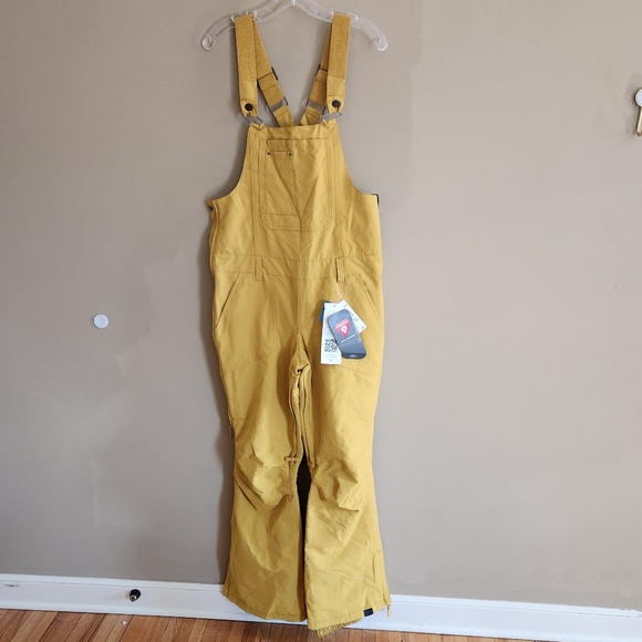 NWT Roxy Mustard snow pants snow bibs - Picture 2 of 8